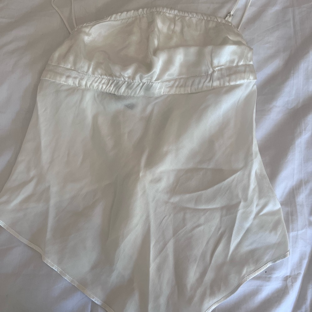 Zara Shimmering Cream Satin Top